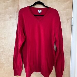 Old Navy Men's Bold Red V-Neck Sweater